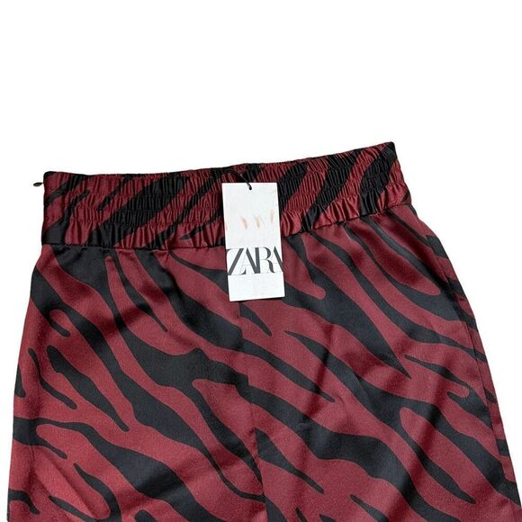NWT Zara Animal print pencil skirt Maroon - Picture 11 of 13